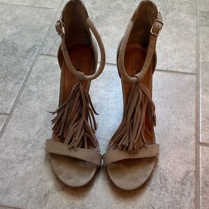 Mossimo Vintage T-strap Fringe Suede stiletto